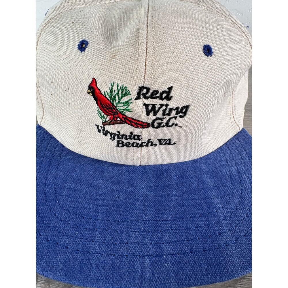 Vintage Derby Cap Red Wing Golf Course Hat Virginia Beach VA Cardinal Logo USA